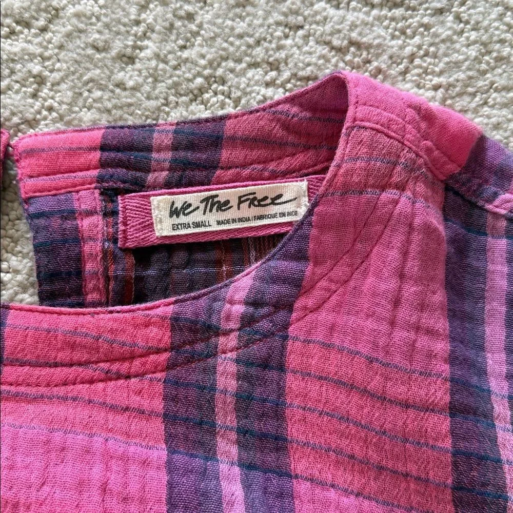 Free People We The Free Oversized Moon City Plaid Top 